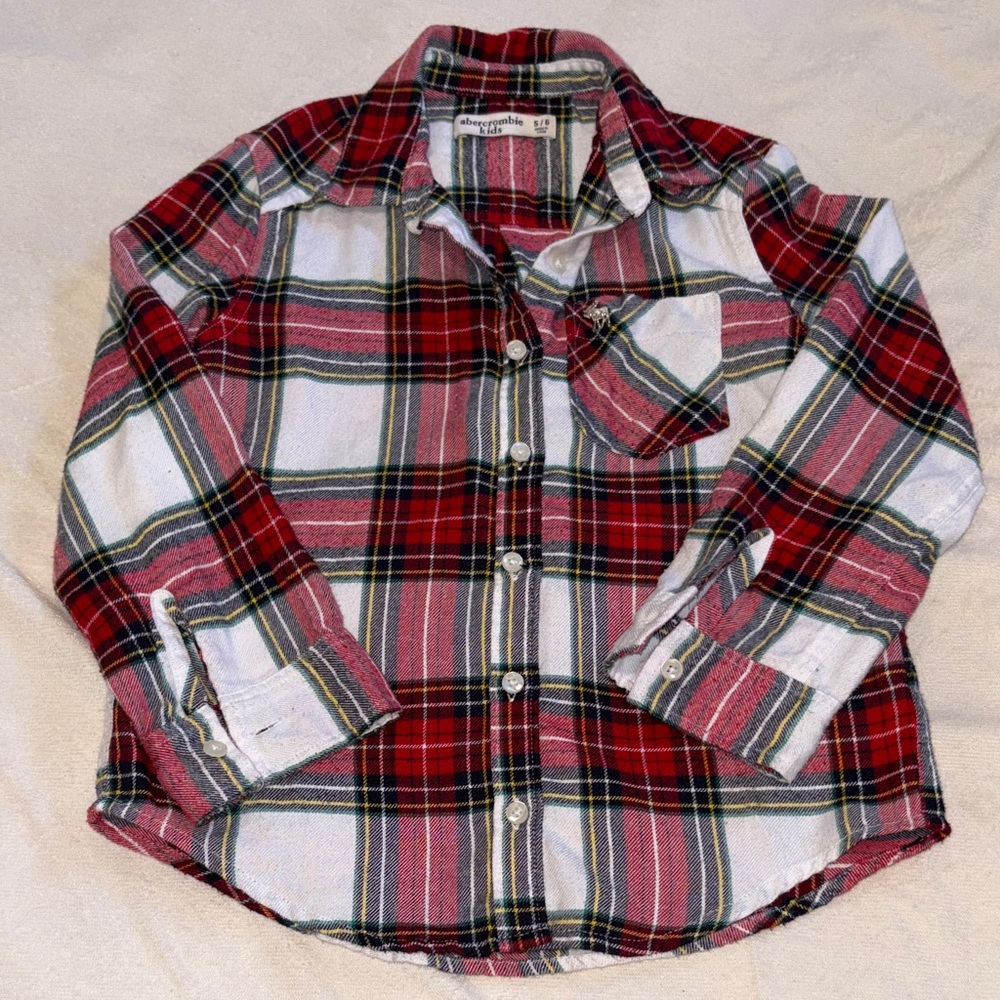 abercrombie kids Red and White Plaid Button-Down Shirt